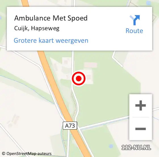 Locatie op kaart van de 112 melding: Ambulance Met Spoed Naar Cuijk, Hapseweg op 21 augustus 2016 07:32