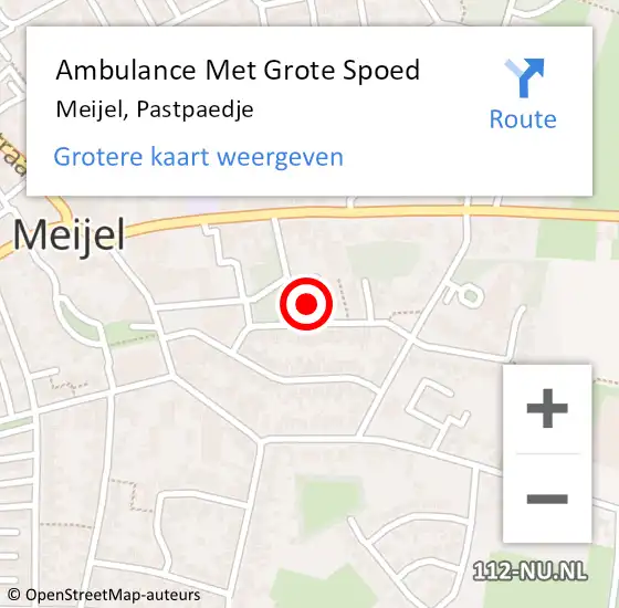 Locatie op kaart van de 112 melding: Ambulance Met Grote Spoed Naar Meijel, Pastpaedje op 21 augustus 2016 08:46