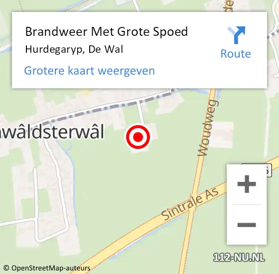 Locatie op kaart van de 112 melding: Brandweer Met Grote Spoed Naar Hurdegaryp, De Wal op 21 augustus 2016 10:19