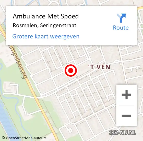 Locatie op kaart van de 112 melding: Ambulance Met Spoed Naar Rosmalen, Seringenstraat op 21 augustus 2016 10:58