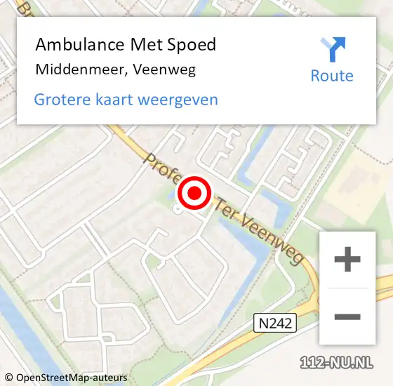 Locatie op kaart van de 112 melding: Ambulance Met Spoed Naar Middenmeer, Veenweg op 21 augustus 2016 11:13