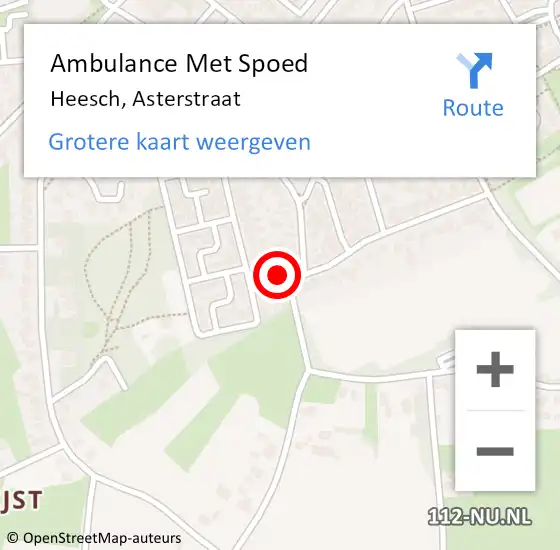 Locatie op kaart van de 112 melding: Ambulance Met Spoed Naar Heesch, Asterstraat op 21 augustus 2016 11:25