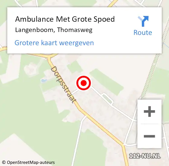 Locatie op kaart van de 112 melding: Ambulance Met Grote Spoed Naar Langenboom, Thomasweg op 21 augustus 2016 11:54