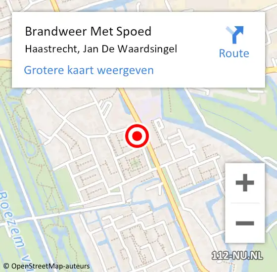 Locatie op kaart van de 112 melding: Brandweer Met Spoed Naar Haastrecht, Jan De Waardsingel op 21 augustus 2016 12:20