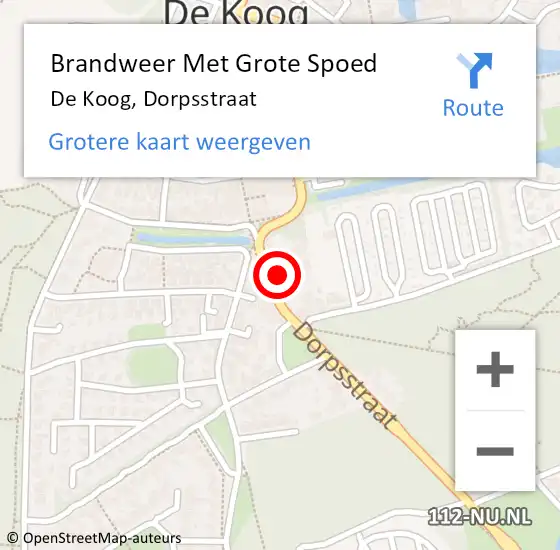 Locatie op kaart van de 112 melding: Brandweer Met Grote Spoed Naar De Koog, Dorpsstraat op 21 augustus 2016 12:39