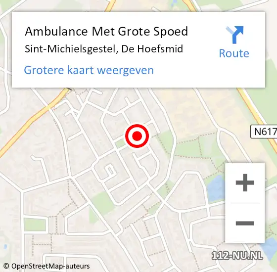 Locatie op kaart van de 112 melding: Ambulance Met Grote Spoed Naar Sint-Michielsgestel, De Hoefsmid op 21 augustus 2016 12:59