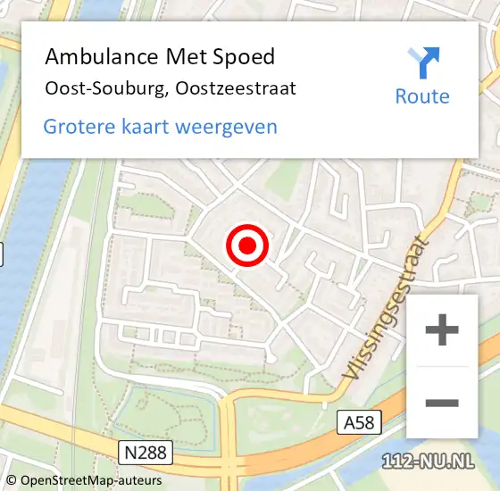 Locatie op kaart van de 112 melding: Ambulance Met Spoed Naar Oost-Souburg, Oostzeestraat op 21 augustus 2016 13:27