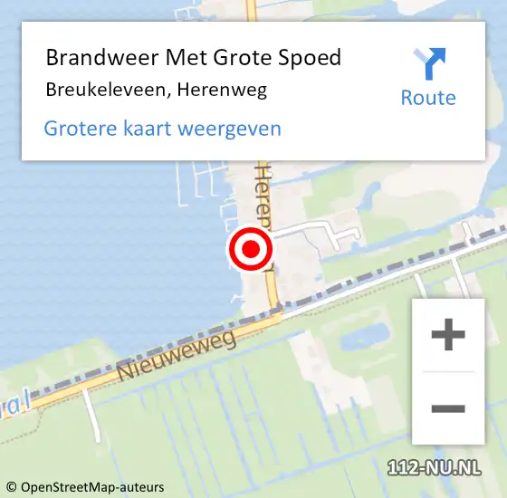 Locatie op kaart van de 112 melding: Brandweer Met Grote Spoed Naar Breukeleveen, Herenweg op 21 augustus 2016 13:30