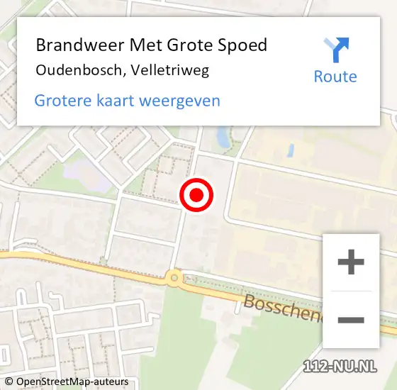 Locatie op kaart van de 112 melding: Brandweer Met Grote Spoed Naar Oudenbosch, Velletriweg op 21 augustus 2016 13:42