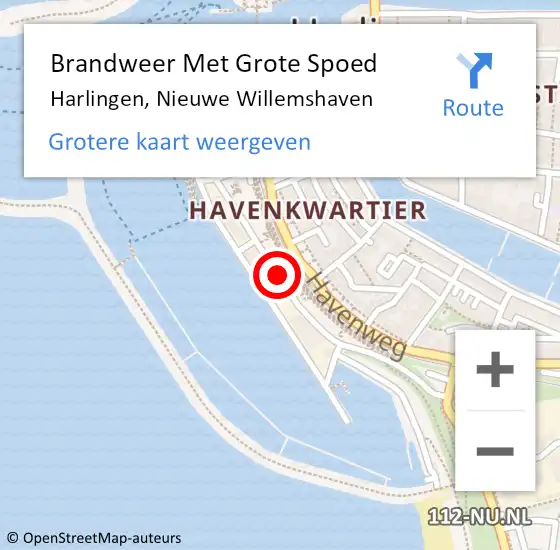 Locatie op kaart van de 112 melding: Brandweer Met Grote Spoed Naar Harlingen, Nieuwe Willemshaven op 21 augustus 2016 13:56