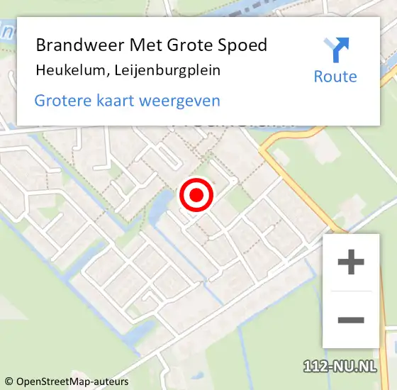 Locatie op kaart van de 112 melding: Brandweer Met Grote Spoed Naar Heukelum, Leijenburgplein op 21 augustus 2016 14:57