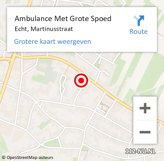 Locatie op kaart van de 112 melding: Ambulance Met Grote Spoed Naar Echt, Martinusstraat op 21 augustus 2016 15:03