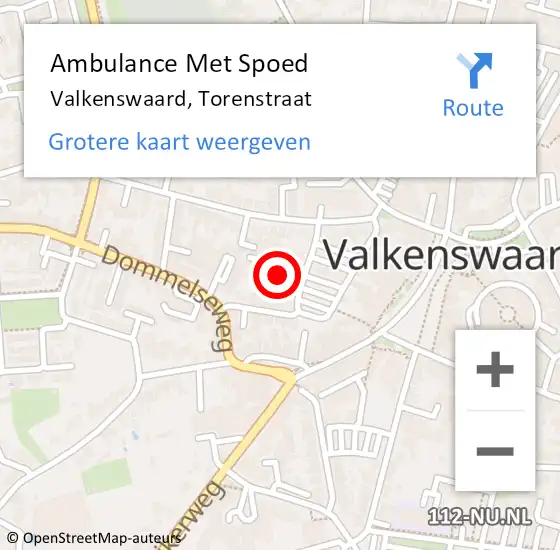 Locatie op kaart van de 112 melding: Ambulance Met Spoed Naar Valkenswaard, Torenstraat op 21 augustus 2016 15:37