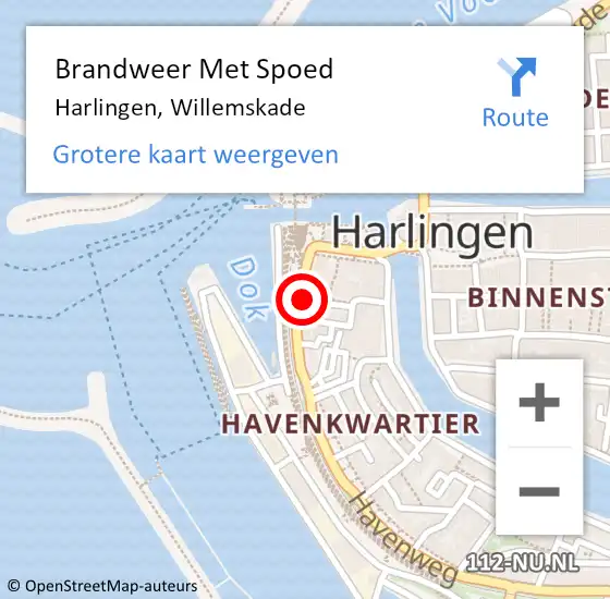 Locatie op kaart van de 112 melding: Brandweer Met Spoed Naar Harlingen, Willemskade op 21 augustus 2016 15:41