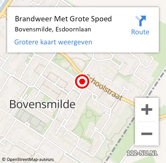 Locatie op kaart van de 112 melding: Brandweer Met Grote Spoed Naar Bovensmilde, Esdoornlaan op 17 september 2013 08:35