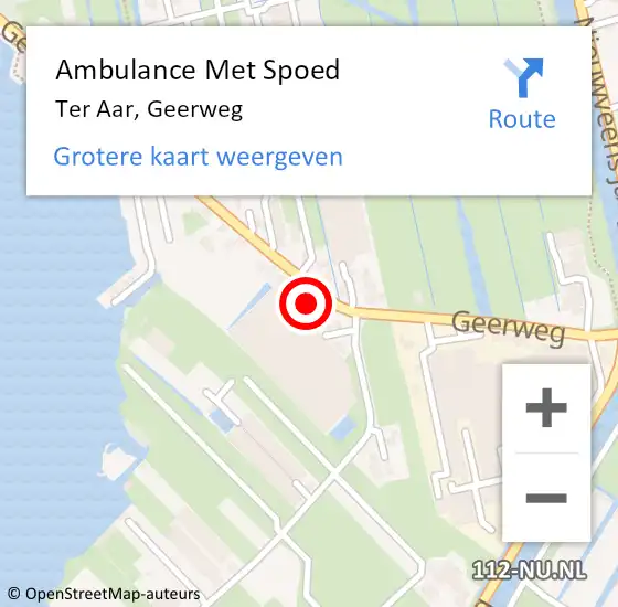 Locatie op kaart van de 112 melding: Ambulance Met Spoed Naar Ter Aar, Geerweg op 21 augustus 2016 16:00