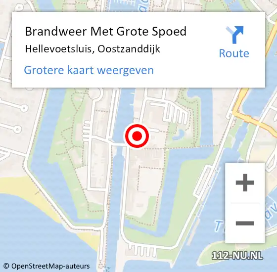 Locatie op kaart van de 112 melding: Brandweer Met Grote Spoed Naar Hellevoetsluis, Oostzanddijk op 21 augustus 2016 16:26