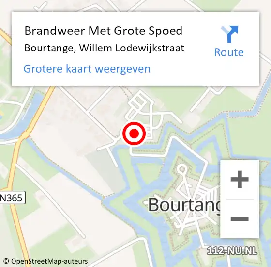 Locatie op kaart van de 112 melding: Brandweer Met Grote Spoed Naar Bourtange, Willem Lodewijkstraat op 21 augustus 2016 16:27