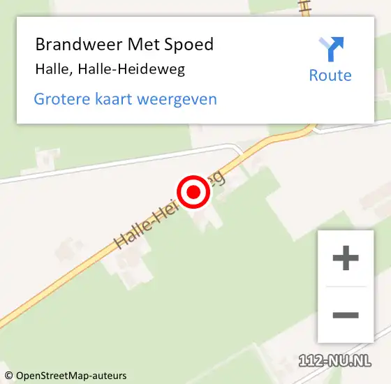 Locatie op kaart van de 112 melding: Brandweer Met Spoed Naar Halle, Halle-Heideweg op 21 augustus 2016 18:08