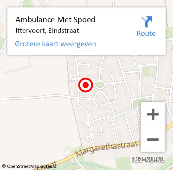 Locatie op kaart van de 112 melding: Ambulance Met Spoed Naar Ittervoort, Eindstraat op 21 augustus 2016 18:58