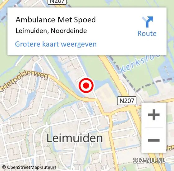 Locatie op kaart van de 112 melding: Ambulance Met Spoed Naar Leimuiden, Noordeinde op 21 augustus 2016 19:16