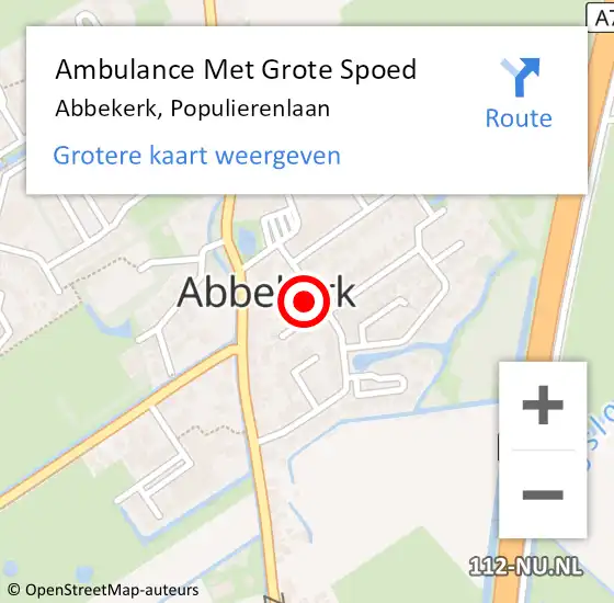 Locatie op kaart van de 112 melding: Ambulance Met Grote Spoed Naar Abbekerk, Populierenlaan op 21 augustus 2016 19:44