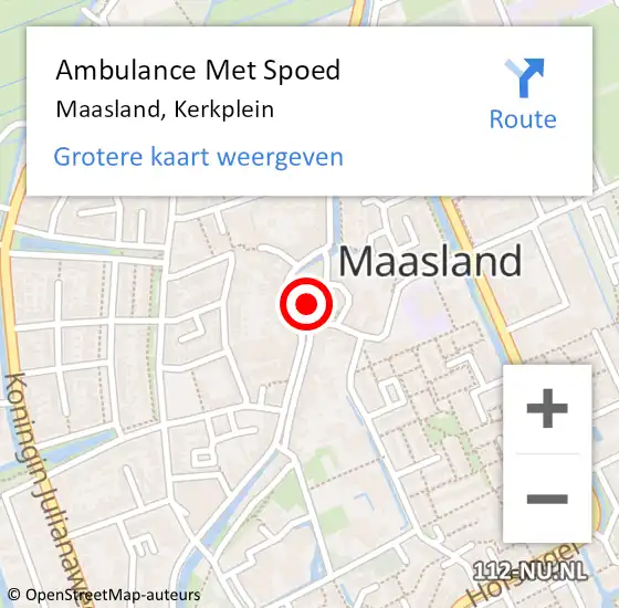 Locatie op kaart van de 112 melding: Ambulance Met Spoed Naar Maasland, Kerkplein op 21 augustus 2016 20:00