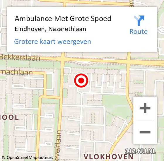 Locatie op kaart van de 112 melding: Ambulance Met Grote Spoed Naar Eindhoven, Nazarethlaan op 21 augustus 2016 20:01