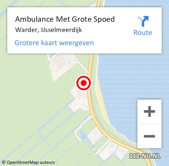 Locatie op kaart van de 112 melding: Ambulance Met Grote Spoed Naar Warder, IJsselmeerdijk op 21 augustus 2016 20:05