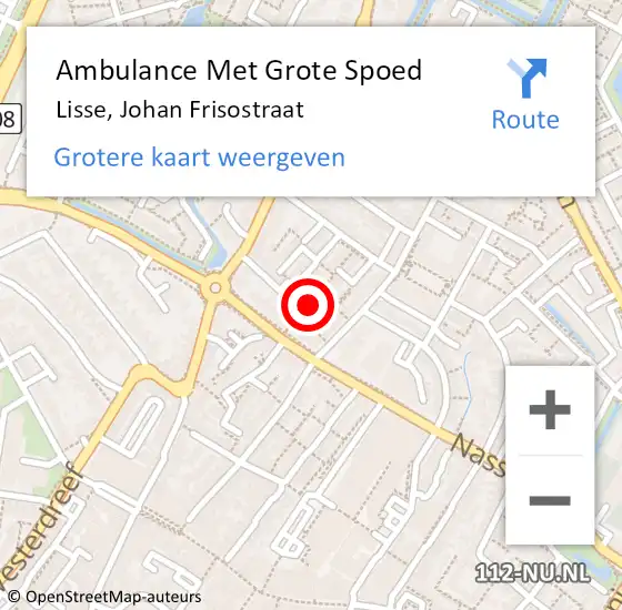 Locatie op kaart van de 112 melding: Ambulance Met Grote Spoed Naar Lisse, Johan Frisostraat op 21 augustus 2016 20:19