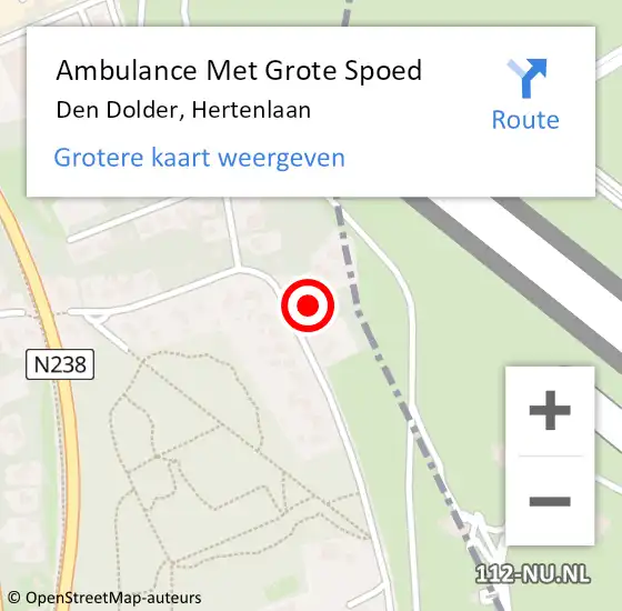 Locatie op kaart van de 112 melding: Ambulance Met Grote Spoed Naar Den Dolder, Hertenlaan op 21 augustus 2016 20:45