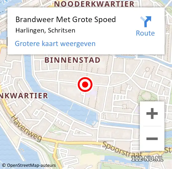 Locatie op kaart van de 112 melding: Brandweer Met Grote Spoed Naar Harlingen, Schritsen op 21 augustus 2016 22:33