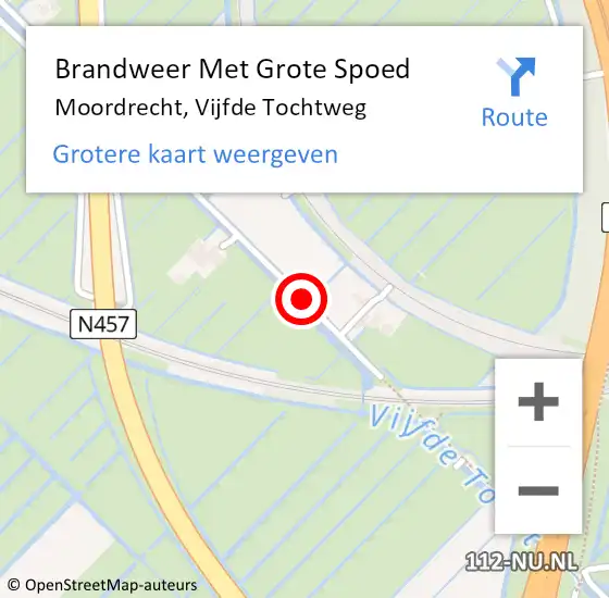 Locatie op kaart van de 112 melding: Brandweer Met Grote Spoed Naar Moordrecht, Vijfde Tochtweg op 21 augustus 2016 23:19