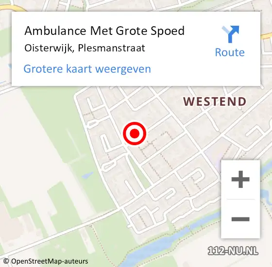 Locatie op kaart van de 112 melding: Ambulance Met Grote Spoed Naar Oisterwijk, Plesmanstraat op 22 augustus 2016 00:46