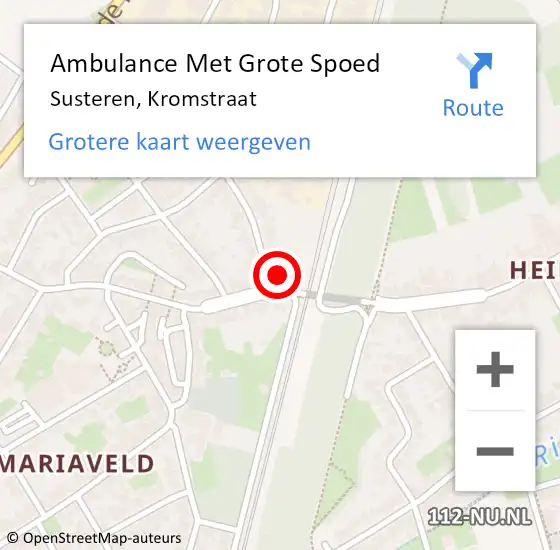 Locatie op kaart van de 112 melding: Ambulance Met Grote Spoed Naar Susteren, Kromstraat op 22 augustus 2016 01:23