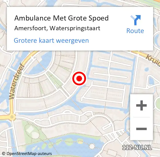 Locatie op kaart van de 112 melding: Ambulance Met Grote Spoed Naar Amersfoort, Waterspringstaart op 22 augustus 2016 01:33