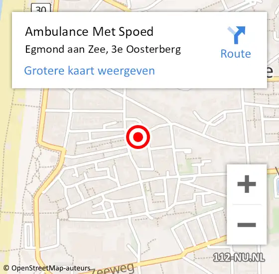 Locatie op kaart van de 112 melding: Ambulance Met Spoed Naar Egmond aan Zee, 3e Oosterberg op 22 augustus 2016 01:55