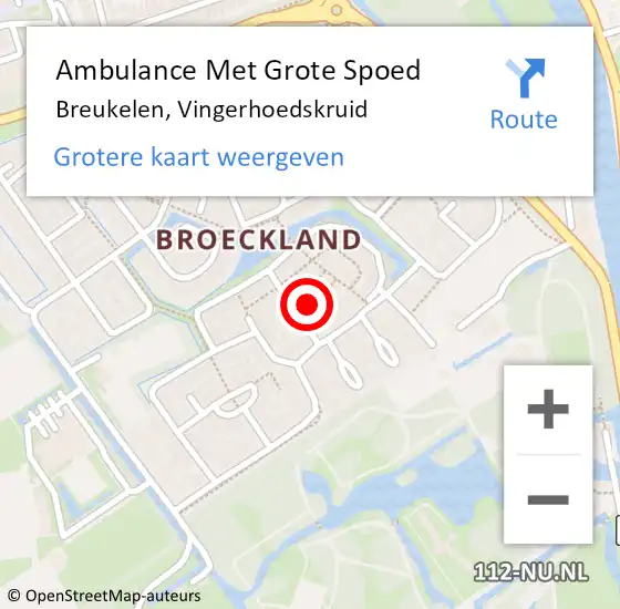 Locatie op kaart van de 112 melding: Ambulance Met Grote Spoed Naar Breukelen, Vingerhoedskruid op 22 augustus 2016 02:39