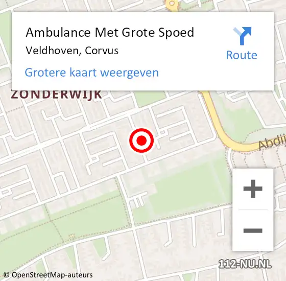 Locatie op kaart van de 112 melding: Ambulance Met Grote Spoed Naar Veldhoven, Corvus op 22 augustus 2016 08:02