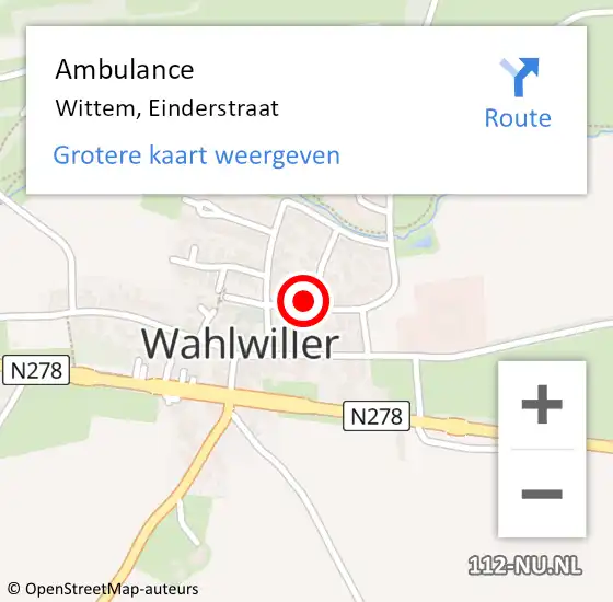 Locatie op kaart van de 112 melding: Ambulance Wittem, Einderstraat op 24 december 2013 15:40