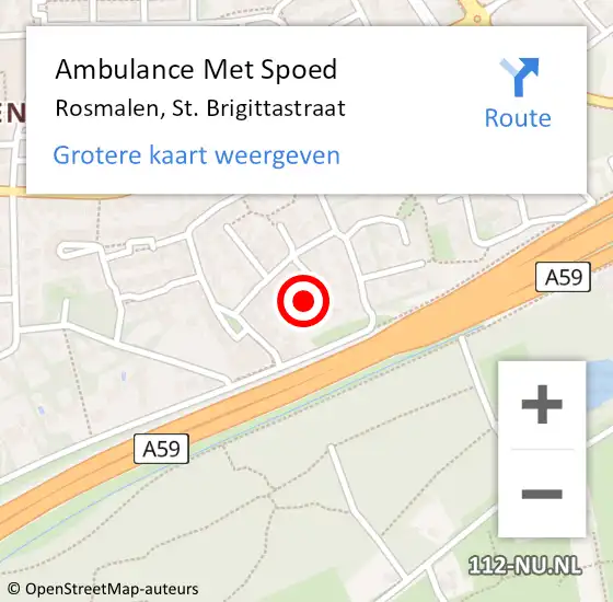 Locatie op kaart van de 112 melding: Ambulance Met Spoed Naar Rosmalen, St. Brigittastraat op 22 augustus 2016 10:13