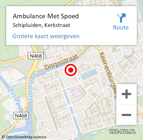 Locatie op kaart van de 112 melding: Ambulance Met Spoed Naar Schipluiden, Kerkstraat op 22 augustus 2016 10:15