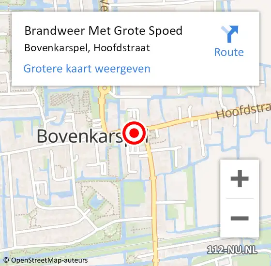 Locatie op kaart van de 112 melding: Brandweer Met Grote Spoed Naar Bovenkarspel, Hoofdstraat op 22 augustus 2016 11:38