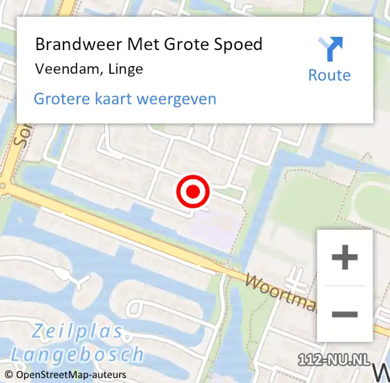 Locatie op kaart van de 112 melding: Brandweer Met Grote Spoed Naar Veendam, Linge op 22 augustus 2016 11:46