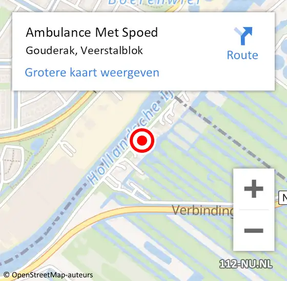 Locatie op kaart van de 112 melding: Ambulance Met Spoed Naar Gouderak, Veerstalblok op 22 augustus 2016 12:03