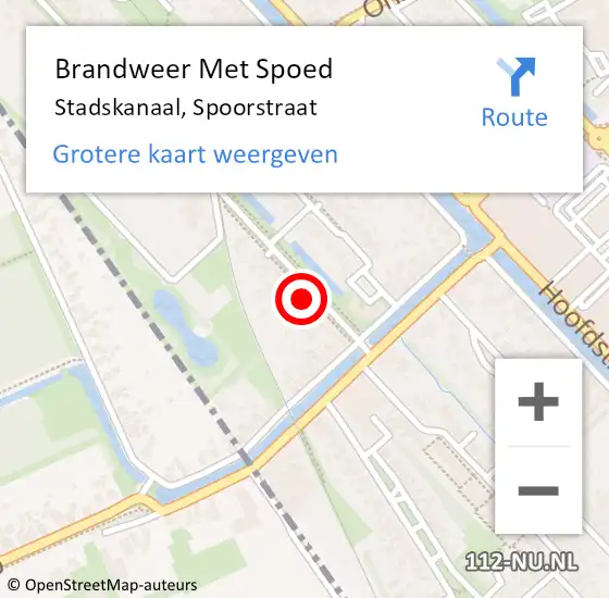 Locatie op kaart van de 112 melding: Brandweer Met Spoed Naar Stadskanaal, Spoorstraat op 22 augustus 2016 12:13