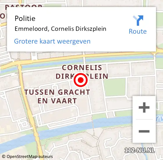 Locatie op kaart van de 112 melding: Politie Emmeloord, Cornelis Dirkszplein op 22 augustus 2016 12:21