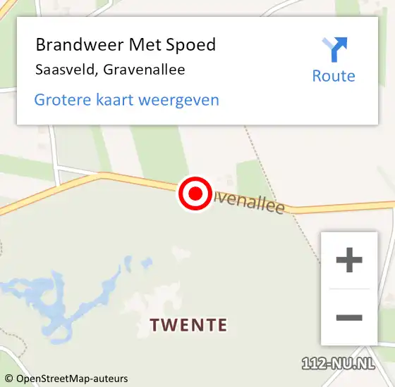 Locatie op kaart van de 112 melding: Brandweer Met Spoed Naar Saasveld, Gravenallee op 22 augustus 2016 12:28