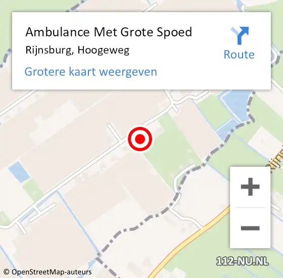 Locatie op kaart van de 112 melding: Ambulance Met Grote Spoed Naar Rijnsburg, Hoogeweg op 22 augustus 2016 12:52