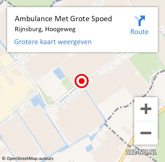 Locatie op kaart van de 112 melding: Ambulance Met Grote Spoed Naar Rijnsburg, Hoogeweg op 22 augustus 2016 12:53